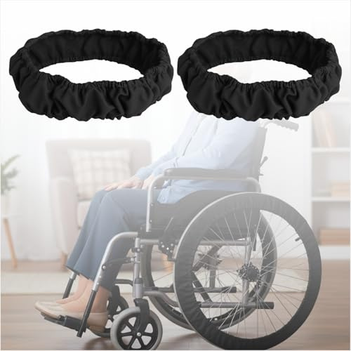 Wheelchair Tire Covers for 14 Rear Wheels, Non-Slip Waterproof Protectors for Indoor Floor & Carpet Wear-Resistant Protection, 2 Pcs