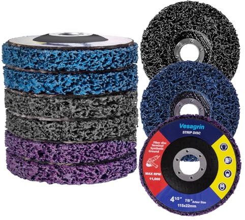 5 Stück Schleifscheiben 115mm für Winkelschleifer – Tiefenentfernung von Rost, Farbe, Beschichtungen, schont Oberflächen. Für Metall, Stein, Holz, Kunststoff