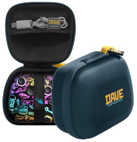 FUNLAB Carrying Case for Nintendo Switch 2 Pro Controller/Xbox Controller, Protective Travel Case with Hard Shell Ballistic Nylon and EVA Material, Dave the Diver Official Licensed - Blue