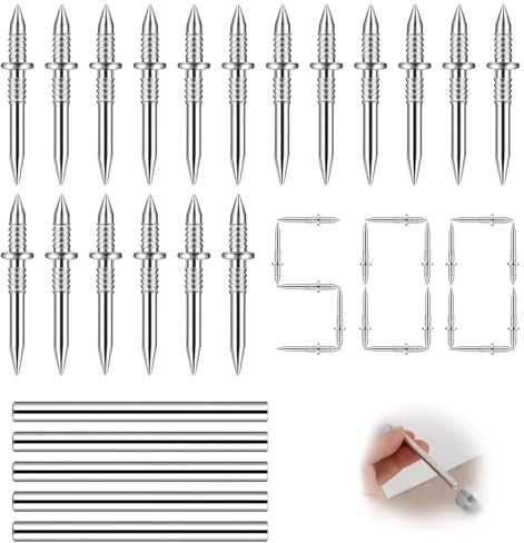 Lot de 500 clous sans couture avec fil à double tête pour plinthes à double tête - Clous décoratifs - Murs en béton - Clous à double tête - Avec 5 outils pour plinthes - Décoration d'intérieur