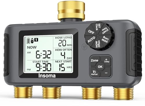 Insoma WiFi Wasser-Timer für Gartenschlauch, Smart Sprinkler-Timer, APP-Fernbedienung, WLAN-Schlauch-Timer, Sprachsteuerung mit Alexa, Regenverzögerung und manuellem Modus für Hof-Rasenbewässerung