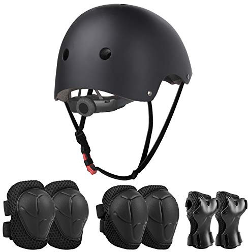 Jim's Store Schonerset Kinder Helm 7 in 1, Skatehelm Protektoren Kinder Knieschoner inliner Schutzausrüstung Set Für Skateboard Roller Fahren Scooter
