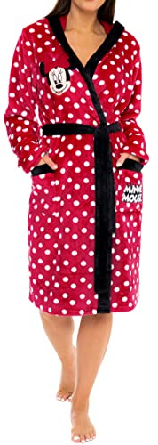 Disney Bademantel | Minnie Mouse Morgenmantel Damen | Fleece Bademantel Mit Kapuze