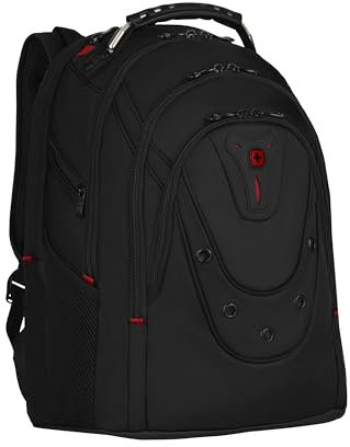 WENGER Ibex Deluxe Laptop-Rucksack, Notebook 14 bis 16 Zoll, Tablet bis 10 Zoll, 26 l, Damen Herren, Business Uni Schule Reisen, Schwarz, 606493