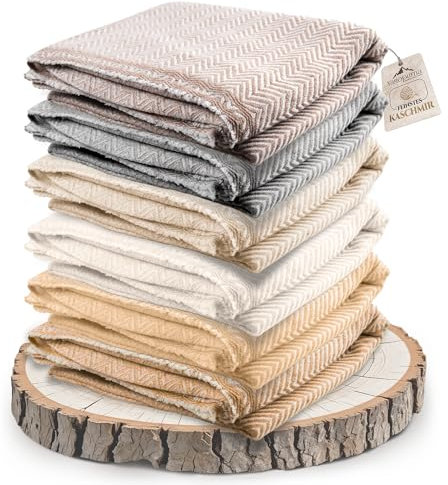 yanopurna Kaschmirdecke – handgewebte Sofaüberwurf Decke aus 100% Kaschmirwolle – 135 x 270 cm. Weiche und gemütliche Kuscheldecke mit Fischgrätenmuster für Couch und Stuhl – Hergestellt in Nepal