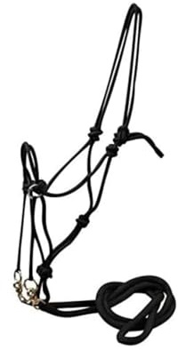 Showman Nylon Rope Bitless Bridle w/Reins (Black)