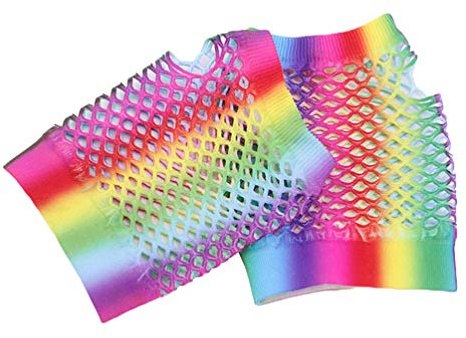 Toyvian 1 Paar Netzhandschuhe Tanzclub-handschuhe Dance Club Mesh- Kurze Fingerlose Damen Bunte Fischernetz Fräulein Sommer Neonlichter