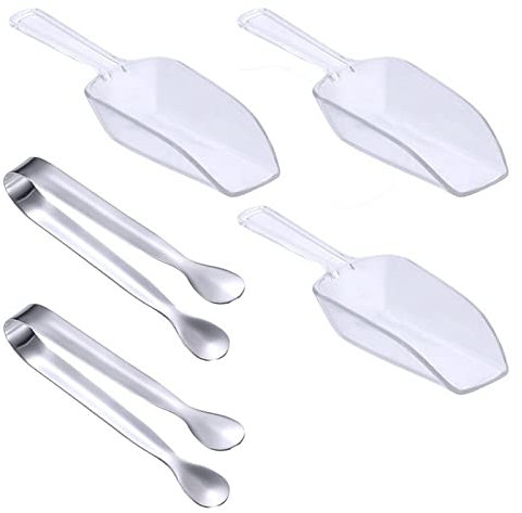 2 PCS Sugar Tongs and 3 Pcs Mini Basic Measuring Shovel Spoon Serving Tongs Scoop Gadgets Ice Tongs Set for Sweet and Party