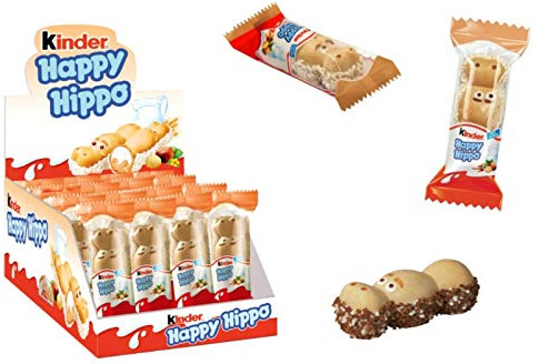 Caja con 28 Unidades de Kinder Happy Hippo 20,7 gr. (28 unds.). Dulces y Chocolates. Regalos Originales. Detalles para Bodas, Bautizos, Comuniones y Cumpleaños.