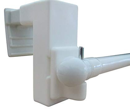 Vitragenstange mit Klemmträger ohne bohren & kleben Länge: 35 – 55cm, 55 – 90cm, 80-120cm (Länge 55-90 cm, weiß)