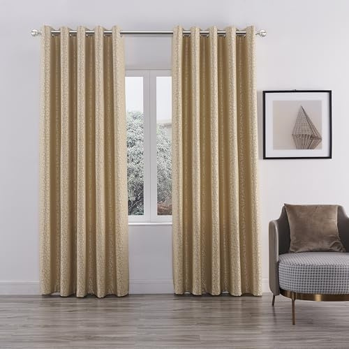 Coastline Cortinas de jacquard de leopardo con ojales, listas para usar, 2 paneles (ocre, 66 pulgadas de ancho x 90 pulgadas de profundidad)