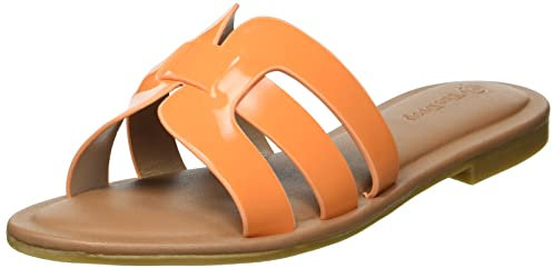 The Drop Women's Monika Flat H-Band Slide Sandal, Carrot Orange, 8