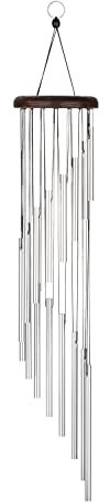Sonic Energy Spiral Chime – 73 cm, Silber – Metallisches Windspiel mit 16 Klangstäben – Dekoration für Innen- und Außenbereich (SC29S)