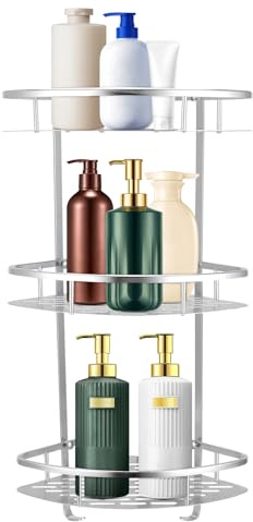 Natudeco Mensola per doccia a 3 livelli Caddy da bagno Organizzatore per doccia ad angolo Mensola per doccia sospesa a parete Mensola per doccia iniaio inossidabile