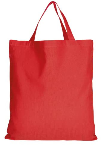 TEXXILLA 10 Stück Baumwolltasche - 28 Farben | mit Zwei kurzen Henkeln | 38x42cm | Jutebeutel | Einkaufstasche | unbedruckt, Farbe:rot, Größe:10 Stück