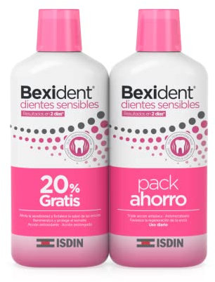 ISDIN Bexident PACK 20% GRATIS Colutorio Dientes Sensibles 500 + 500ml, CPC+Cymenol, Combate la Hipersensibilidad Dental