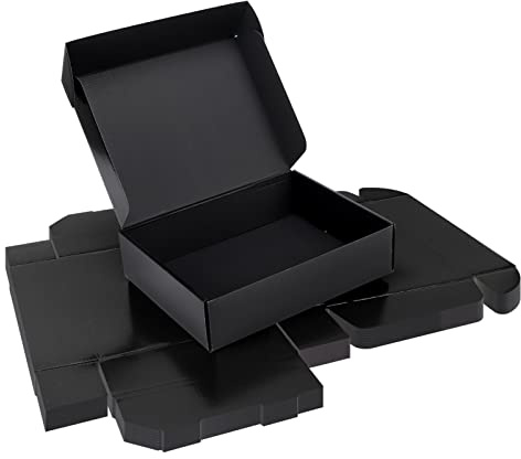 Rempry 12x9x3 Inches Black Shipping Boxes 20 Pack, Corrugated Cardboard Mailer Boxes for Packaging, Gift Boxes with Lids for Small Business