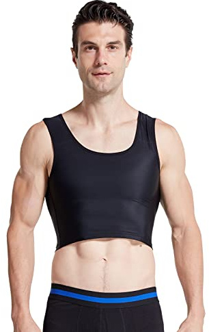 BaronHong Hommes Cacher Gynécomastie Pull Poitrine Binder Compression Minceur Maillot Mâle Corset Débardeurs (Noir, L)