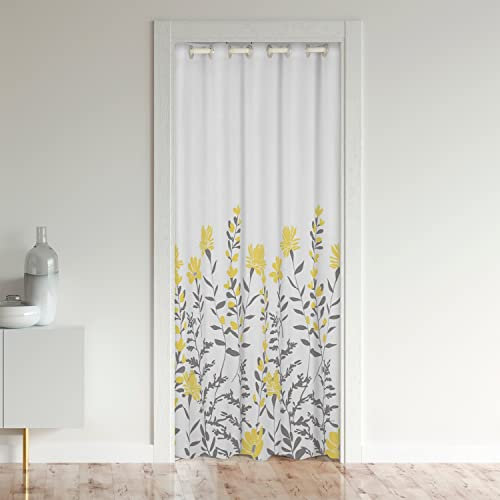 Floral Türvorhang 106x203cm für Tür Privatsphäre Niedlich Gelb Wild Blume Schrank Vorhang für Innentür Raumteiler für Wohnzimmer Botanische Isolierter Wärmevorhang Raumteiler Gardinen Vorhänge
