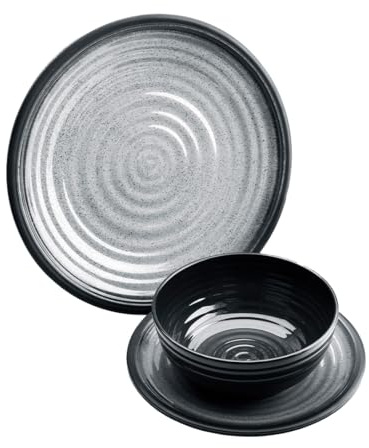 Flamefield Granite Grey Melamine Side Plate - Elegant Stone-Inspired Design, Ideal for Desserts & Appetizers, Durable & Break-Resistant (Granite Grey Side Plate)