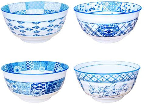 Kiting Lot de 4 Bols en céramique, Bol à pâtes, Bol à Riz en céramique, Bol en Porcelaine Blanche, pour Dessert, céréales (b 6 Pouces)