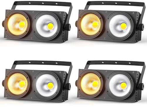 ZonQoonz 4 PCS 200W COB LED Par, Theater Scheinwerfer 2 in 1 kalt Warmweiß Lichteffekte mit COB Stroboskop für Kirche, Disco Hochzeit Publikums Beleuchtung Party Halloween Weihnachten