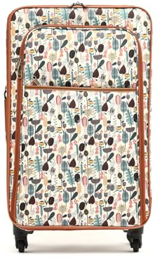MISAKO Reisekoffer aus Stoff Mittel Bosque Beige Unisex - Halbstarrer, weicher, eleganter Koffer - 66 X 40 X 22 cm de 4 Räder