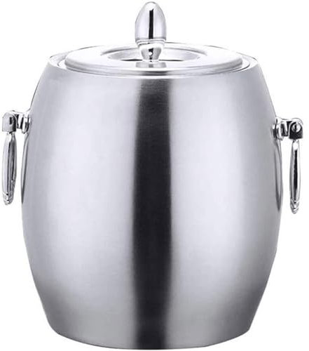 HSHTTKL Seau a Champagne Seau à Glace en métal et Acier Inoxydable, 1l, bac de Rangement pour glaçons, Petit Seau à Champagne avec Couvercle Glace Seaux
