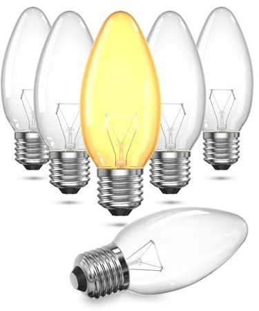 BrightArk Glühbirne Kerze E27 HalogenLampe C35 42W Leuchtmittel Dimmbar Warmweiß 2600K 230V, Edison Schraube Kerzenlampe Klarer Transparenter 300Lm für Schlafzimmer Küche Wohnzimmer, 6 per Pack