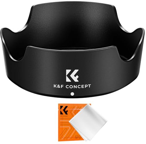 K&F CONCEPT EW-63C Lens Hood, 58mm Bayonet Lens Hood for Canon RF 24-50mm f/4.5-6.3 IS STM, EF-S 18-55mm f/3.5-5.6 IS STM, EF-S 18-55mm f/4-5.6 IS STM, Reversible Lens Protector with Cleaning Cloth