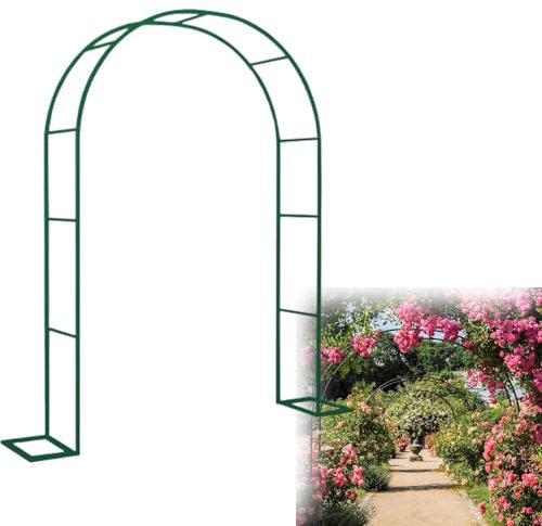 Gartenbogen Hochzeitsbogen Rosenbogen Metall Für Rosen & Kletterpflanzen Torbogen Pergola Rankhilfe Rankgitter，Rosenpavillon Rosenspalier Hochzeitsbogen Pflanzen Klettergerüst Rack(Green,0.8x2x0.4m)