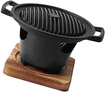 CIYODO Barbecue Interno Con Piastra Antiaderente Fornello Piccolo Emissione Fumo Ridotta in Resistente Per Steak Pesce e Verdure Base Antiscivolo Salvaspazio