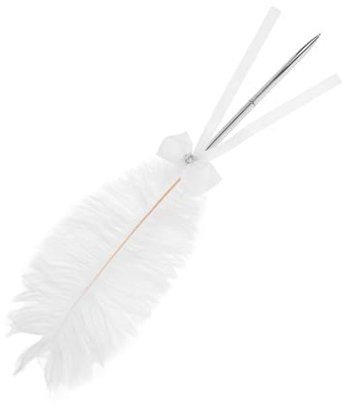 NUOBESTY Plume Signature Pen Für Hochzeiten -guestbook-unterschrift Pen Vintage Design Für Gäste Und Events Mit Praktischem Ständer Weißes Finish