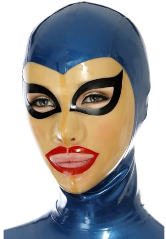 LTMDESH Latex Masken SM Fetisch Erotik Masken Herren BDSM Bondage Cosplay Maske Gummimasken Sex Masken Halloween Masken Party Masken Sklavenmasken Bestrafungsspiele Sexspielzeuge,M,Blue