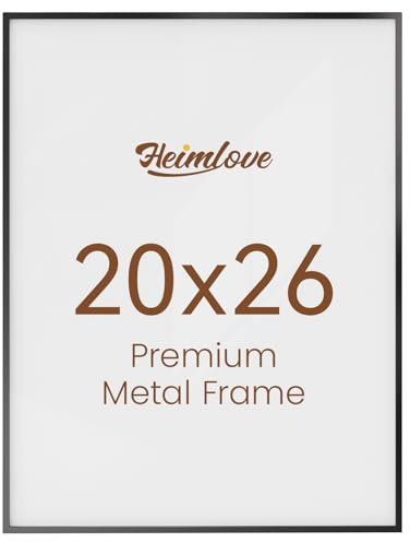 Heimlove 20x26 Metal Picture Frame,Black Aluminum Wall Gallery Poster Puzzles Artwork frames-Real Tempered Glass,Mounting Horizontally or Vertically Decor for Wall-1Pack
