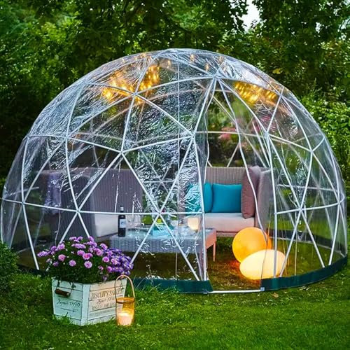 AUTUMFLATGAO Garten-Kuppel-Iglu-Blasenzelt, 3.6M Durchsichtiges Zelt Für Den Garten, Wetterfestes Camping-Terrassen-Iglu, Geodätisches Kuppelzelt Für 2-7 Personen