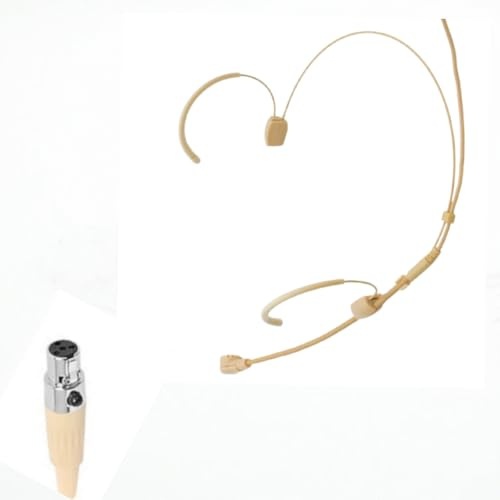 Doppeltes Headset Mikrofon Ohrbügel-Kopfhörer-Mikrofon Verdecktes Microphone Compatible with Shure Wireless System Taschensender, 1,2 m Kabel und Windschutz (4 Pin Mini XLR TA4F)