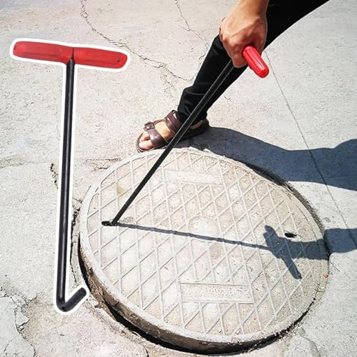 Gancio di copertura per pozzetto, in acciaio inox, per tapparelle avvolgibili, chiavi di sollevamento portatili, lunghezza 63 cm