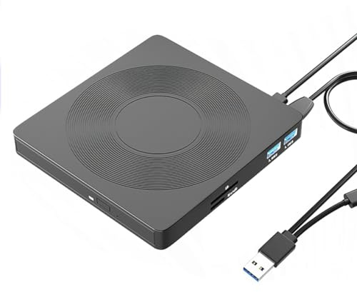 Ricardonty Unidad de CD/DVD Externa 6 en 1 USB3.0 Tipo C CD DVD RW VCD Unidad Óptica con Lector de Tarjetas SD TF Grabadora de DVD para PC Portátil