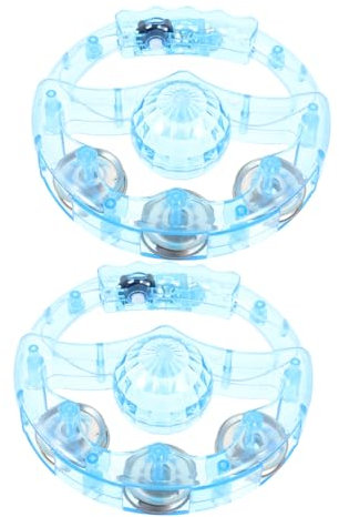 JOINPAYA 2 Stück Leuchtende Tamburine Handtrommel aus Kunststoff 12cm mit Blinkenden Lichtern für Erwachsene Party Ktv Karaoke