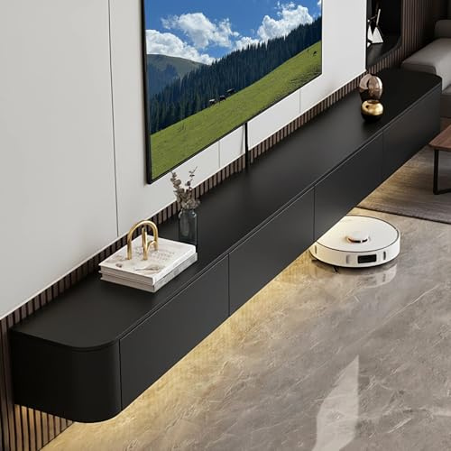 Coubird TV Schrank hängend Schwarz Holz Großer TV Wandschrank TV Lowboard TV Schrank, Entertainment Aufbewahrung TV Mediensteuerung TV Hängeboard Geeignet für Wohnzimmer Schlafzimmer