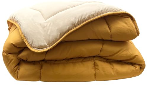 Linnea Couette Hiver 160x220 cm Cocoon Bicolore Jaune Miel/Galet garnissage Fibre Polyester 400 g/m2