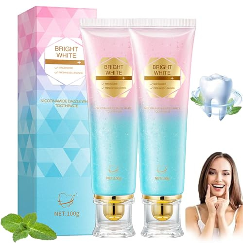 2 Stück Nicotinamid Whitening Zahnpasta, Radiant Whitening Zahnpasta, Zahnpasta Weisse Zähne, Niacinamid Zahnpasta für Tiefenreinigung, Intensive Aufhellung, Frischer Atem