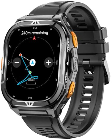 Yeforu Military Smart Watch for Men GPS Fitness Watch Pedometer Step Counter Heart Rate Sleep Monitor Compass Altitude Barometer Bluetooth Call Fitness Tracker Compatible with Android iOS