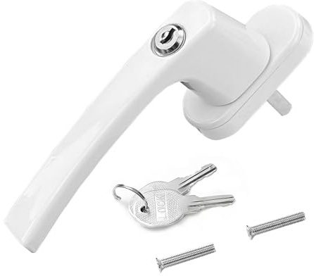 WUWWUT Universal UPVC Window Handle - White, Durable Replacement Handle for UPVC Windows, Left & Right Handed Window Catch Lockable with Keys