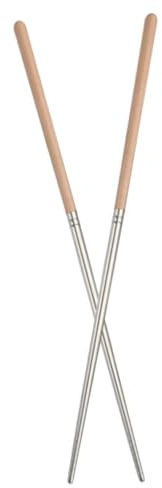 HIAKDOFT Bacchette Cinesi Lunghe in Acciaio Inossidabile e Faggio Antiscottatura e Antiscivolo per Cottura Frittura e Hot Pot per Cucina e Bbq