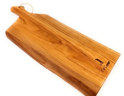 Tagliere/Vassoio da Tavola fatto a mano in Legno di Ciliegio, 31 x 15 x 2,5 cm