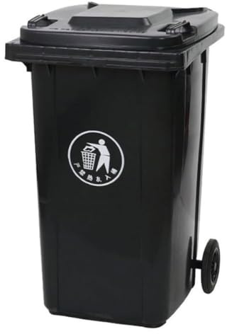 Contenedor Basura Exterior Grande Ruedas Papelera Reciclaje Tapa Resistente Impactos Ideal Garaje Terraza Duradero Desgaste(Black,120L)