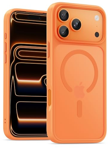 UNBREAKcable für iPhone 17 Pro Hülle für MagSafe, Vollständiger Kameraschutz, Eingebauter Magnetring, Stoßfest Kratzfest Transluzente Matt Handyhülle für iPhone 17 Pro Case 6,3 Zoll, Orange