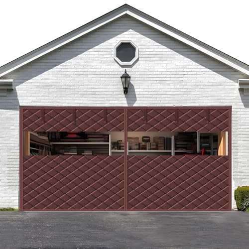 Rideau de Porte Isolant Thermique pour Garage Magnétique, 183 213 244 305 488cm Rideau de Porte de Garage pour l'hiver, Rideaux Coupe-Vent et Chaud Coton pour Terrasse(Browns,W9xH7ft/274x213cm)